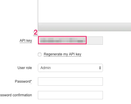 Copy the API Token from this screen (2).